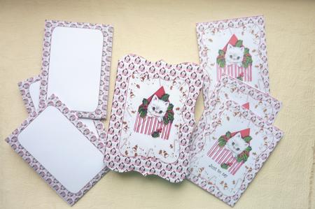 Cute Christmas Kitty Notelet Kit by Rosina Walker