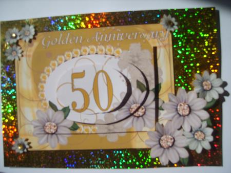 Golden 50th Wedding Anniversary Pyramid by Rosina Walker