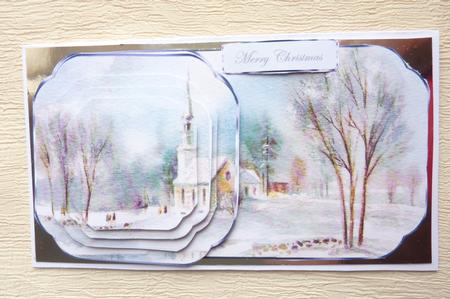 Vintage Tranquil Church Shaped Card Front by Rosina Walker