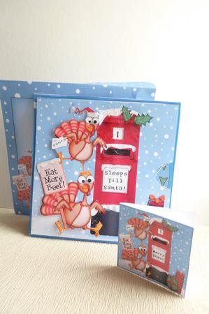 3D Xmas Percy Turkey Sleeps Till Santa Countdown Moveable by Rosina Walker