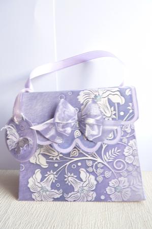 Handbag Gift Box Purple Flowers and Butterflies by Rosina Walker