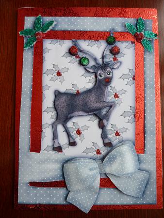 Christmas Rudolph A5 Step by Step Card Front by Rosina Walker