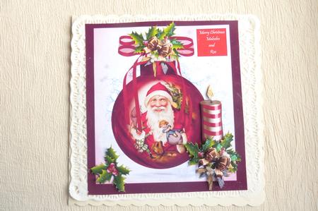Merry Santa Bauble by Rosina Walker