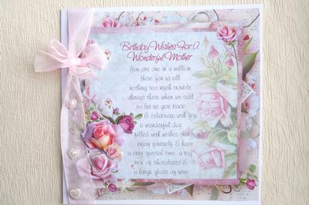 Pink Rose Mother Birthday Verse 8x8inch Step by Step by Rosina Walker