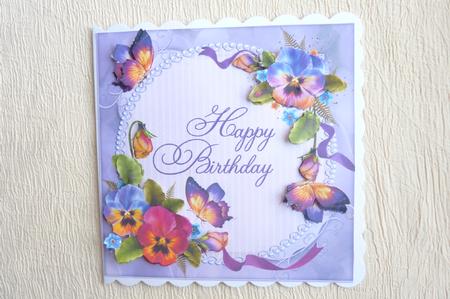Beautiful Birthday Pansies & Butterflies by Rosina Walker