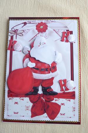 Here is Santa Ho! Ho! Ho!, in Lace Frame by Rosina Walker