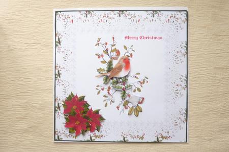 Christmas Robin on Branch by Rosina Walker