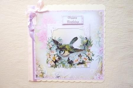 Little Birds Shabby Chic Card Front by Rosina Walker