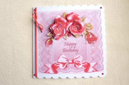 Red Roses & Pink Lace - Birthday by Rosina Walker