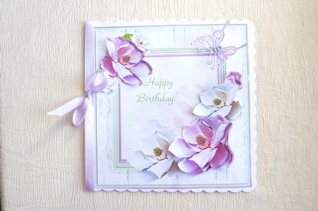 Pink Lace Frame with Magnolias by Rosina Walker