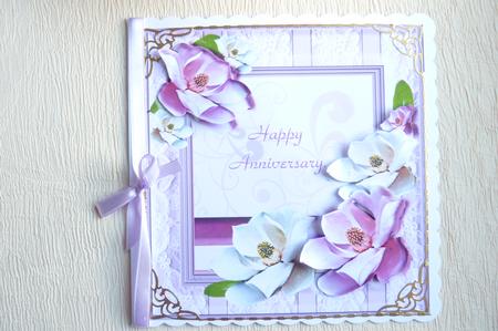 Pale Green and Pink Lace Frame with Magnolias by Rosina Walker