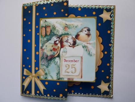 Vintage Christmas Birds Fold Back Blue by Rosina Walker