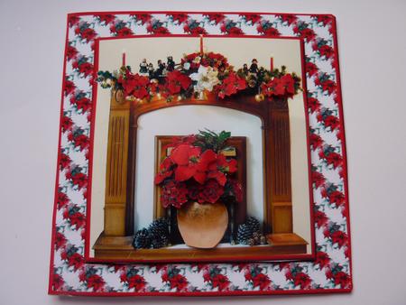 Christmas Poinsettias Fireplace Card by Rosina Walker