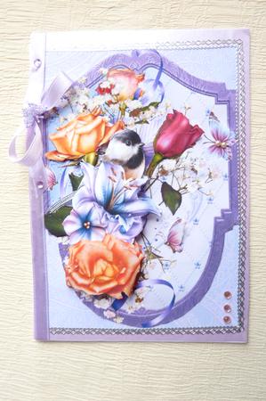 Chickadees and Roses Shield with Decoupage by Rosina Walker