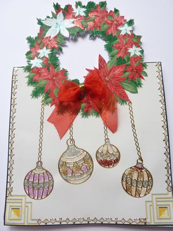 Christmas Wreath Over the Edge Card in Cream by Rosina Walker