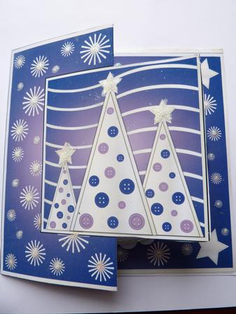 Button Silver Christmas Trees Fold Back Purple by Rosina Walker