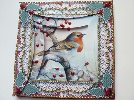 Christmas Robin Vintage 5inch Rounded Spiral Edge Stacker by Rosina Walker