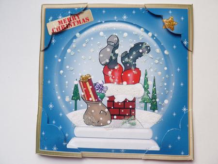 Santa Got Stuck Snowglobe 8 x 8 Scalloped Corner Topper by Rosina Walker