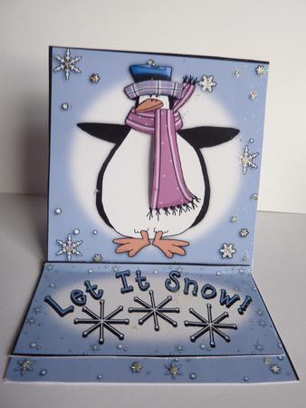 Penguin & Snowflakes 5 Minute Easel Card by Rosina Walker