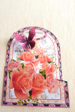 Peach Roses - Cutaway Card by Rosina Walker