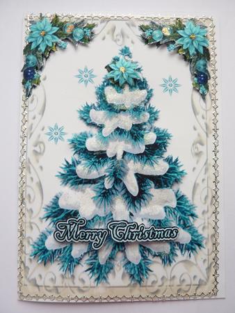 Turquiose Christmas Tree in Ornate Frame by Rosina Walker