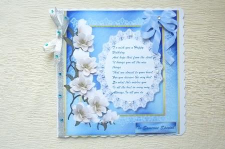 Beautiful White Magnolia's and Birthday Verse by Rosina Walker