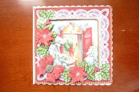 Christmas Door Red Mini 8in Decoupage Card Front Kit by Rosina Walker