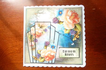 Art Deco Peach Roses Square by Rosina Walker