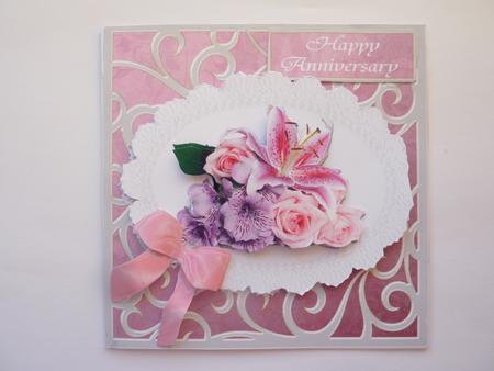 Lilies, Lace & Roses Card Front by Rosina Walker