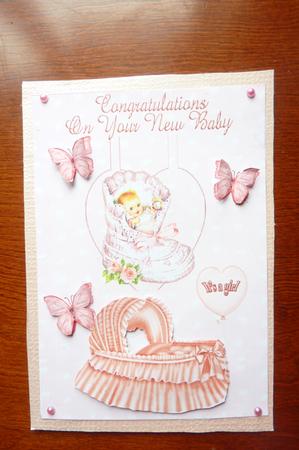 Vintage Baby Girl on a Heart with Butterflies Pop Up by Rosina Walker