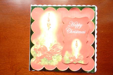 Red Candle Happy Christmas 8in Scallop Topper by Rosina Walker