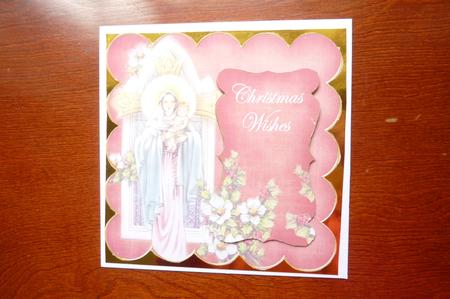 Red Mother Mary Christmas Wishes 8in Scallop Topper by Rosina Walker