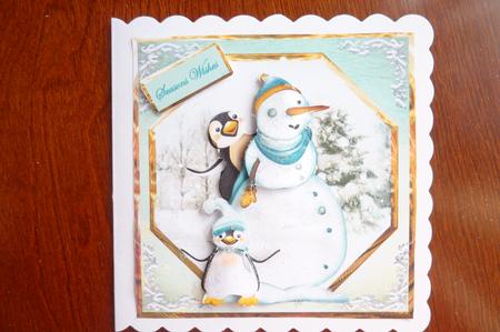 Snowman and His Penguin Friends with Decoupage by Rosina Walker