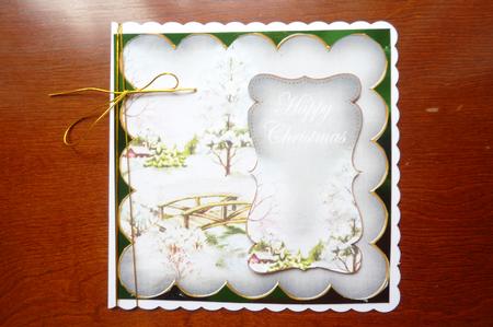 Silver Snowscene Happy Christmas 8in Scallop Topper by Rosina Walker