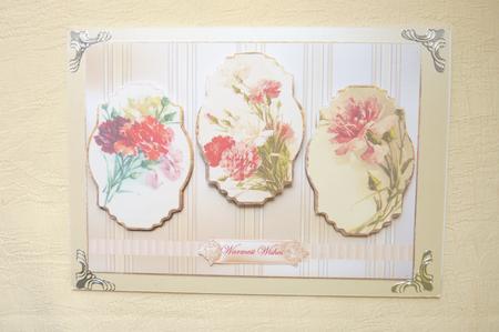 Carnation Panel Card with Toppers by Rosina Walker