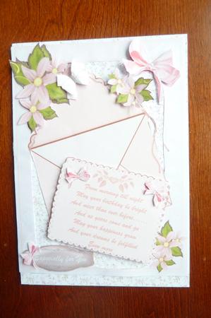 Lovely Pink Card and Envelope with a Verses by Rosina Walker