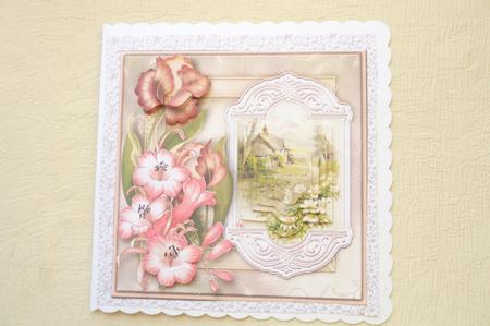 Lovely Cottage Scene with Flowers by Rosina Walker