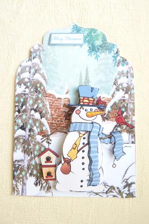 Snowman and His Bird Friends Card by Rosina Walker