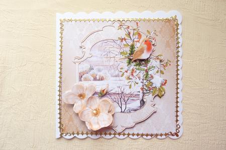 Christmas Rose and Robin Redbreast Card and Topper by Rosina Walker
