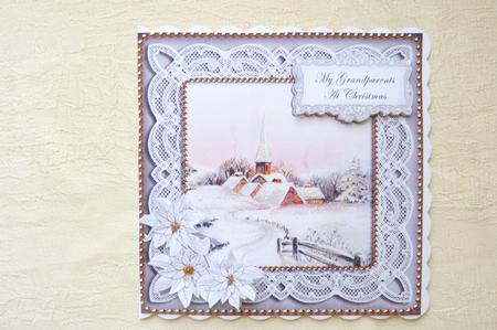 Blue Snowscene Ours to Yours Christmas 8in Sentiment Topper by Rosina Walker