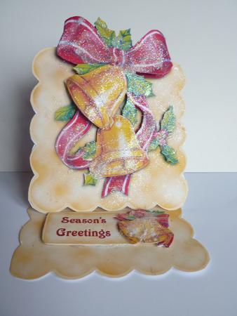 Gold Christmas Bells - Scalloped Easel Card by Rosina Walker