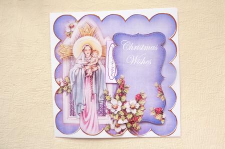 Blue Mother Mary Christmas Wishes 8in Scallop Topper by Rosina Walker