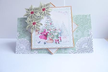 Santa Tree Mint Poinsettia Diamond Mini Card Kit by Rosina Walker