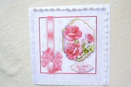 Pink Roses - 6 Inch Card Front with Stacker Elements by Rosina Walker