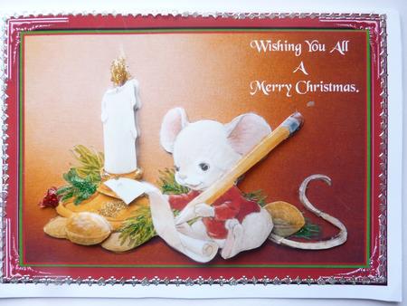 Christmas Mouse Wish List Card Front and Panels by Rosina Walker