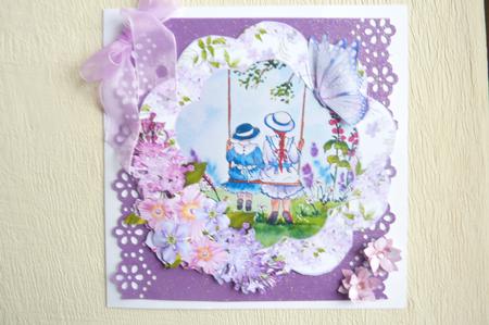 Playing on the Swing with My Best Friend with Floral Frame by Rosina Walker