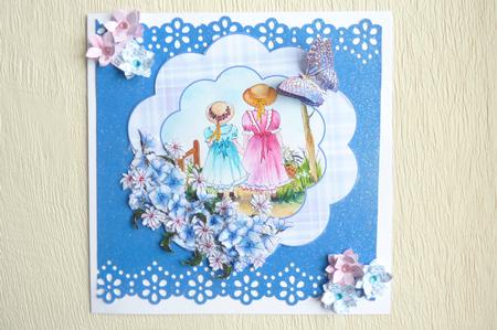 Picking the Spring Flowers with Floral Decoupage Frame by Rosina Walker