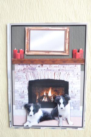 Border Collie Puppies Fire Place Scene by Rosina Walker