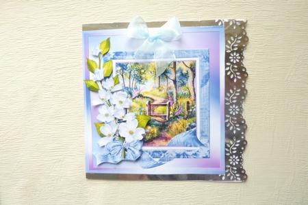 Woods in Summer with Floral Frame Decoupage by Rosina Walker