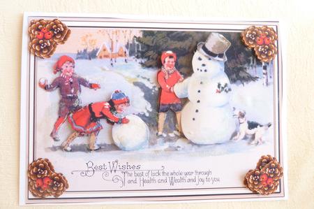 Christmas Playing in the Snow Decoupage Topper by Rosina Walker